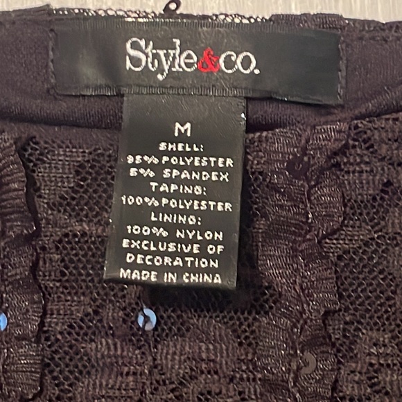 Style & Co Sequin Lace Mini Dress Black - Picture 5 of 7